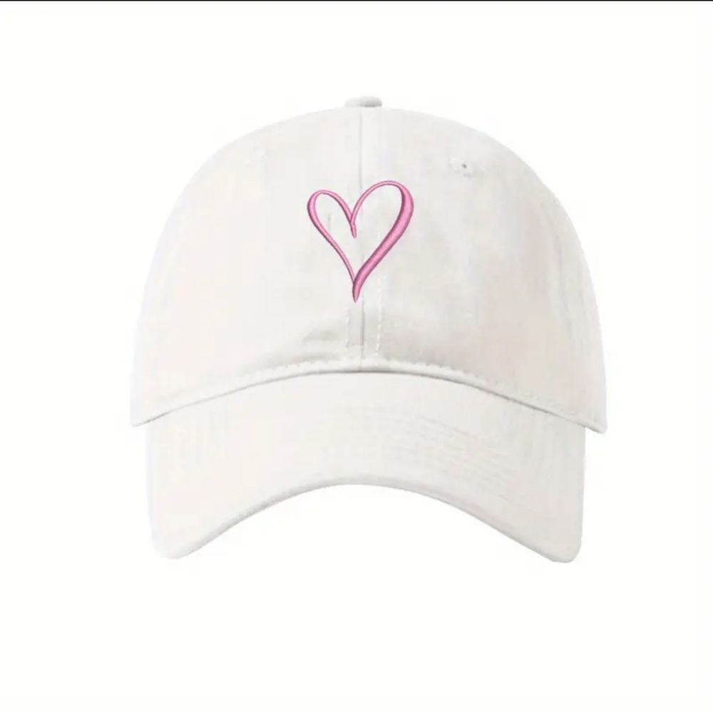 Hand Drawn Heart Hat Womens Embroidered Baseball Cap
